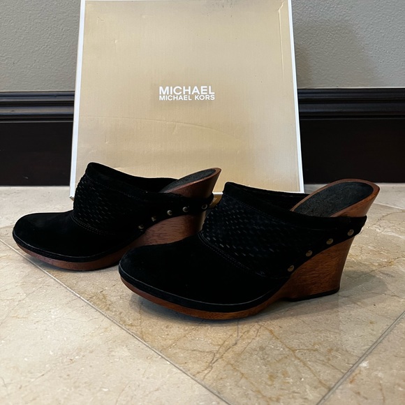 Michael Kors Suede Wedge Clogsslidesmules - Picture 3 of 5